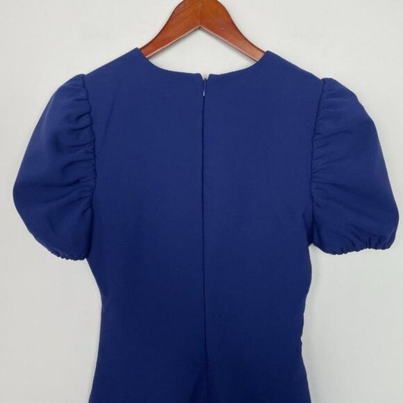 Likely x Revolve Malta Ruffle Puff Short Sleeves Mini Wedding Guest Dress Blue 2 - Picture 5 of 12